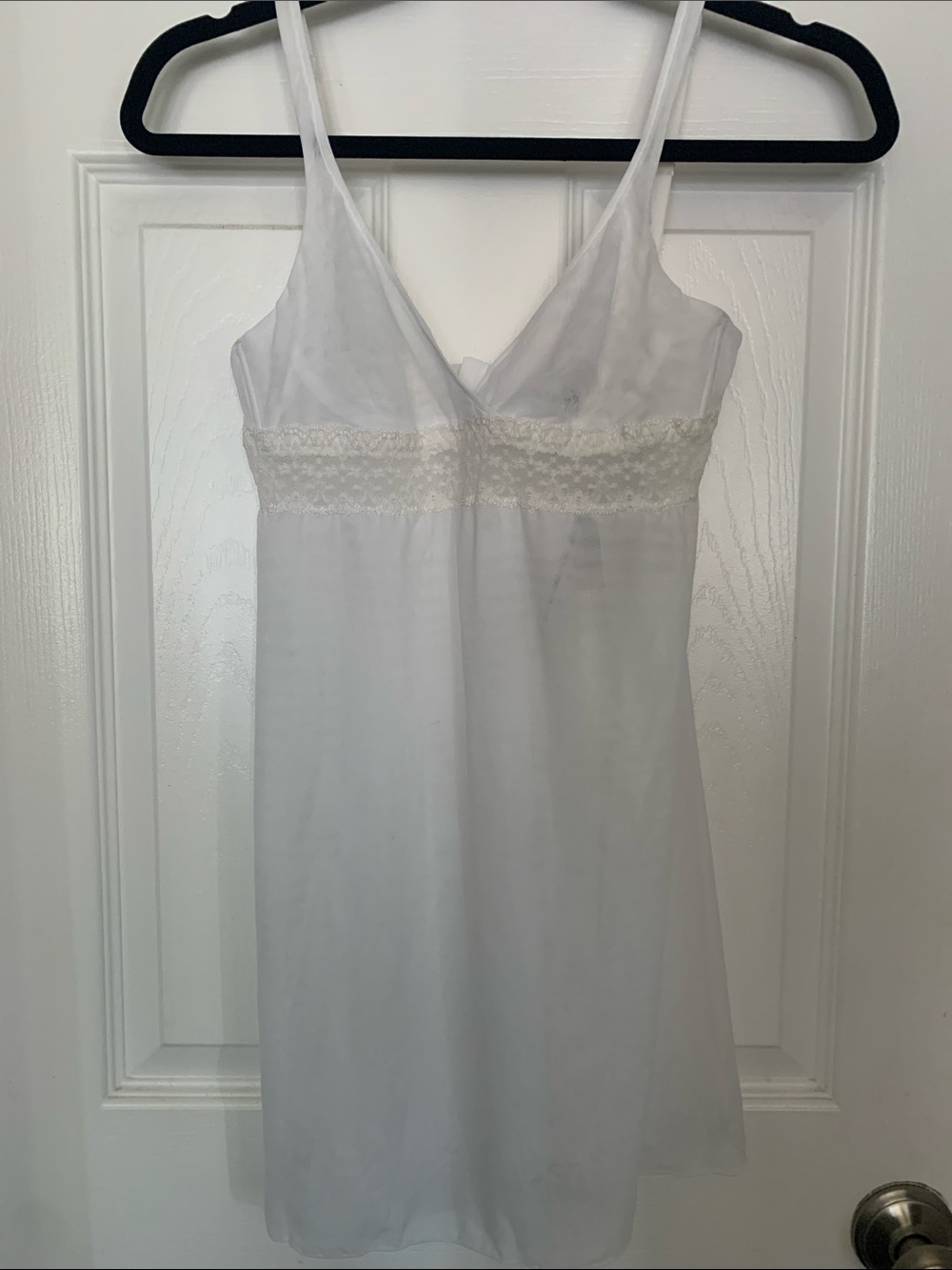 Cosabella White Sz S Forever Molded Babydoll Lace-Trim Chemise Slip with V-Neck